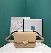 Prada Emblème Saffiano Shoulder Bag Beige 22x15x6cm - 1