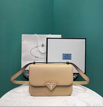 Prada Emblème Saffiano Shoulder Bag Beige 22x15x6cm