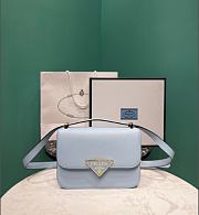 Prada Emblème Saffiano Shoulder Bag Blue 22x15x6cm - 1