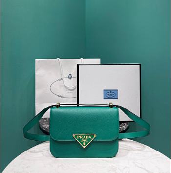 Prada Emblème Saffiano Shoulder Bag Green 22x15x6cm