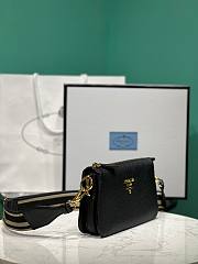 Prada Leather Shoulder Bag Black 23x13.5x5cm - 4