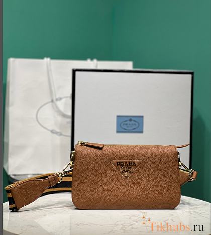 Prada Leather Shoulder Bag Caramel 23x13.5x5cm - 1