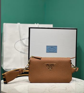 Prada Leather Shoulder Bag Caramel 23x13.5x5cm