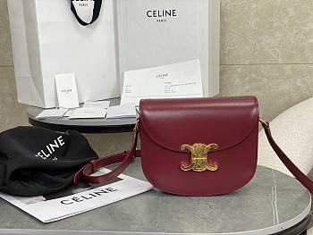 Celine Teen Besace Triomphe In Red 18.5x16x6cm