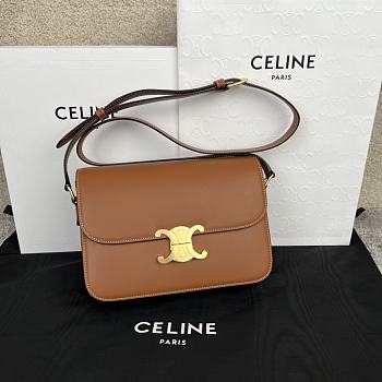 Celine Triomphe Bag In Shiny Calfskin Brown 22x16.5x7cm