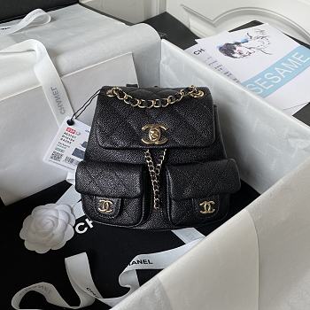 Chanel Backpack Black Caviar Gold 21x20x12cm