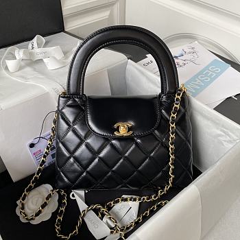 Chanel Flap Bag With Top Handle Black Lambskin 22cm