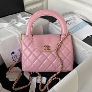 Chanel Flap Bag With Top Handle Pink Lambskin 22cm - 1