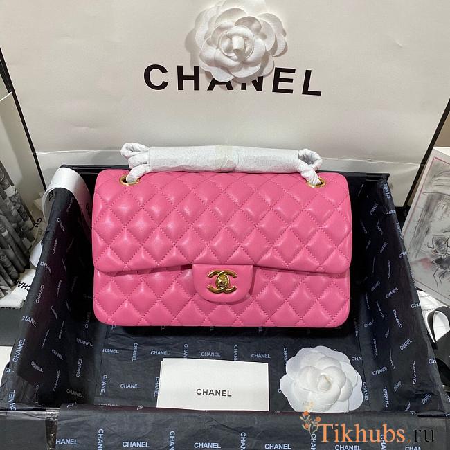 Chanel Medium Classic Flap Bag Lambskin Pink Gold 25cm - 1