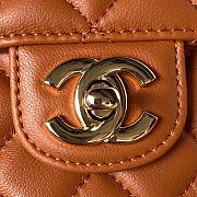 Chanel Camellia Embossed With Top Handle Bag Brown 21cm - 2