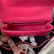 Chanel Camellia Embossed With Top Handle Bag Pink 21cm - 4