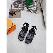 Hermes Enid Leather Gladiator Sandals Black - 1