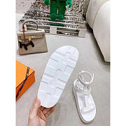 Hermes Enid Leather Gladiator Sandals White - 4