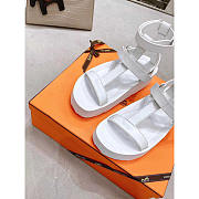 Hermes Enid Leather Gladiator Sandals White - 3