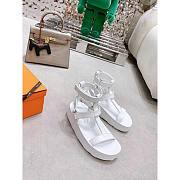 Hermes Enid Leather Gladiator Sandals White - 2