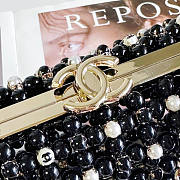 Chanel Evening Bag Glass Pearls Black 11x17x7cm - 4