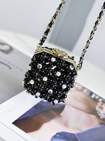 Chanel Mini Evening Bag Black White 8x7x7cm