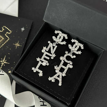 Chanel 23P Stars Logo Pendant Earrings