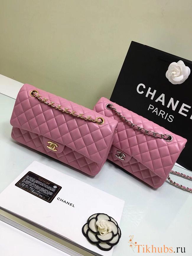 Chanel Medium Flap Bag Lambskin Pink 25cm - 1