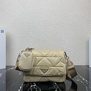 Prada Padded Re-Nylon Shoulder Bag Beige 24x17.5x8.5cm - 1