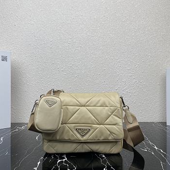 Prada Padded Re-Nylon Shoulder Bag Beige 24x17.5x8.5cm