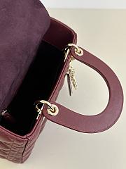 Dior Small Lady Bag Red Wine 20cm - 5