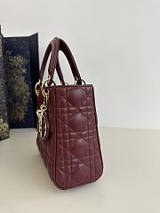 Dior Small Lady Bag Red Wine 20cm - 4