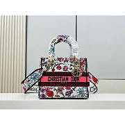 Dior Medium Lady D-LITE Bag White Multicolor Florilegio 24cm - 3