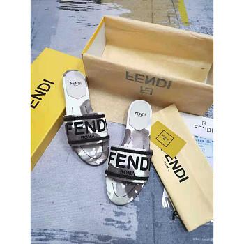 Fendi Sign Canvas Sandals Black