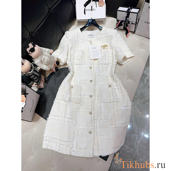 Chanel Tweed Dress White - 1