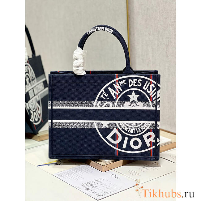 Dior Medium Book Tote Blue Union Embroidery 36x28cm - 1