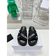 Celine Block Slide In Mesh Textile With Celine Jacquard Black  - 3