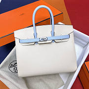 Hermes Birkin White Blue Handle Silver 25cm - 1