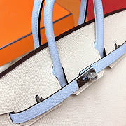 Hermes Birkin White Blue Handle Silver 25cm - 3