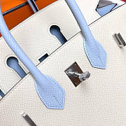 Hermes Birkin White Blue Handle Silver 25cm - 2