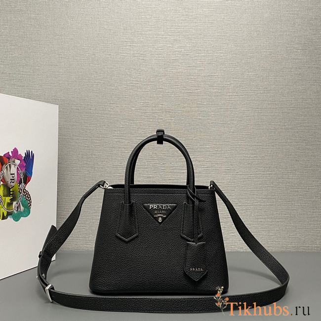 Prada Double Leather Mini Bag Black 25x18.5x12.5cm - 1