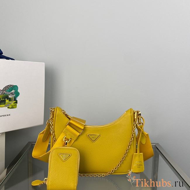 Prada Re-Edition 2005 Saffiano Leather Bag Yellow 22x18x6cm - 1