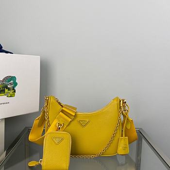 Prada Re-Edition 2005 Saffiano Leather Bag Yellow 22x18x6cm