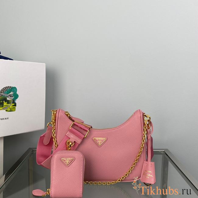 Prada Re-Edition 2005 Saffiano Leather Bag Petal Pink 22x18x6cm - 1