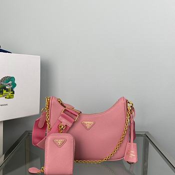 Prada Re-Edition 2005 Saffiano Leather Bag Petal Pink 22x18x6cm