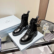Prada Brushed Leather Re-Nylon Boots Black - 2