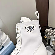 Prada Brushed Leather Re-Nylon Boots White - 2