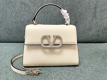 Valentino Small Vsling Handbag With Jewel White 22x17x9cm