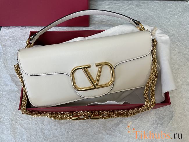 Valentino Loco Calfskin Shoulder Bag White 27x13x6cm - 1