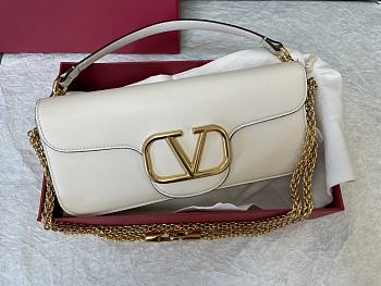 Valentino Loco Calfskin Shoulder Bag White 27x13x6cm