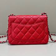 Chanel Mini Flap Bag Red Caviar Silver 17cm - 5