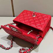 Chanel Mini Flap Bag Red Caviar Silver 17cm - 4