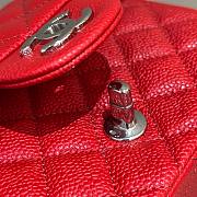 Chanel Mini Flap Bag Red Caviar Silver 17cm - 3