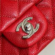 Chanel Mini Flap Bag Red Caviar Silver 17cm - 2