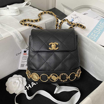 Chanel Small Backpack Calfskin & Gold-Tone Metal Black 18x18x8cm